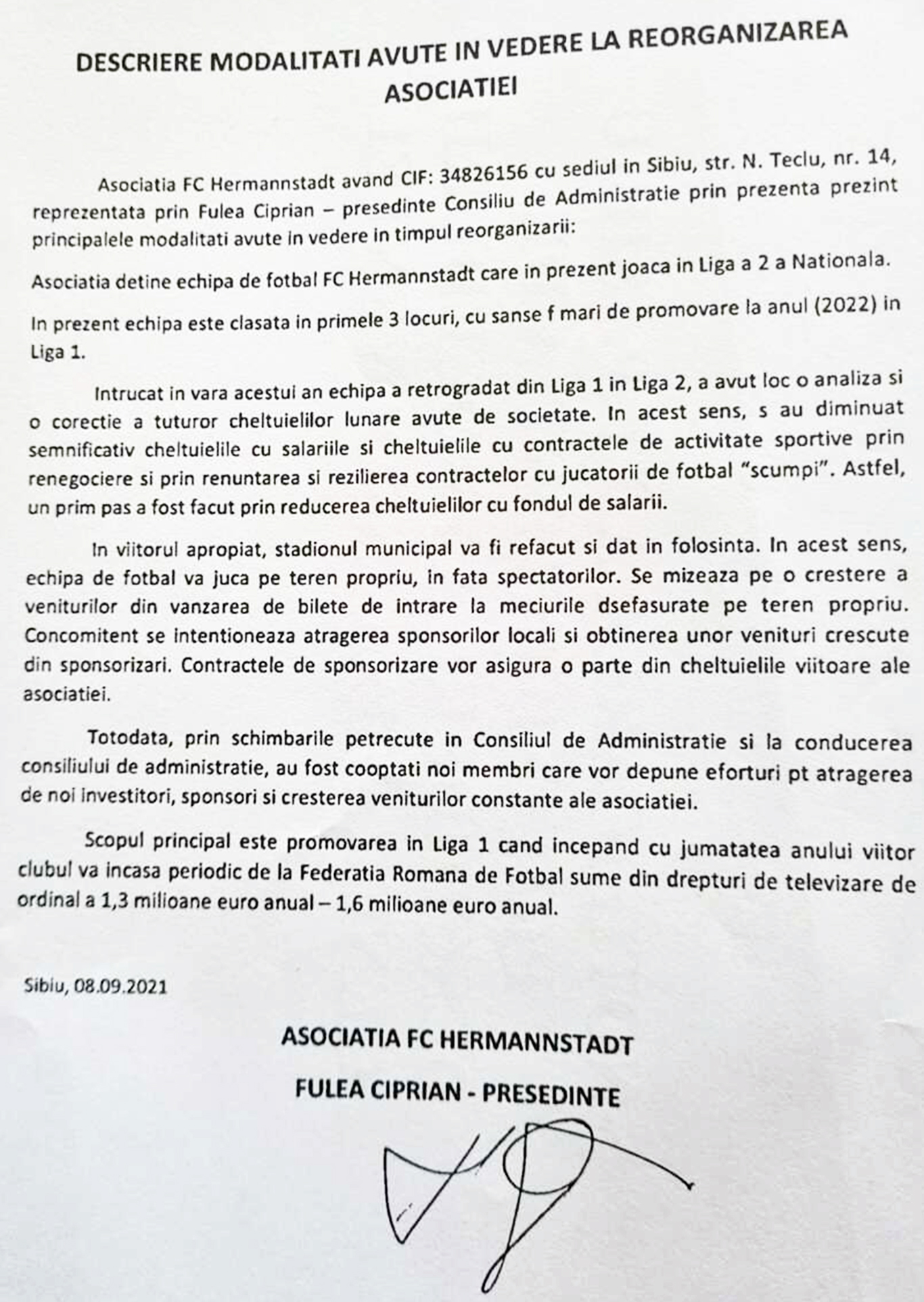 Finanțatorul FC Hermannstadt a câștigat licitația pentru gazonul  Municipalului. “Și dacă ies pe pierdere, termin cât