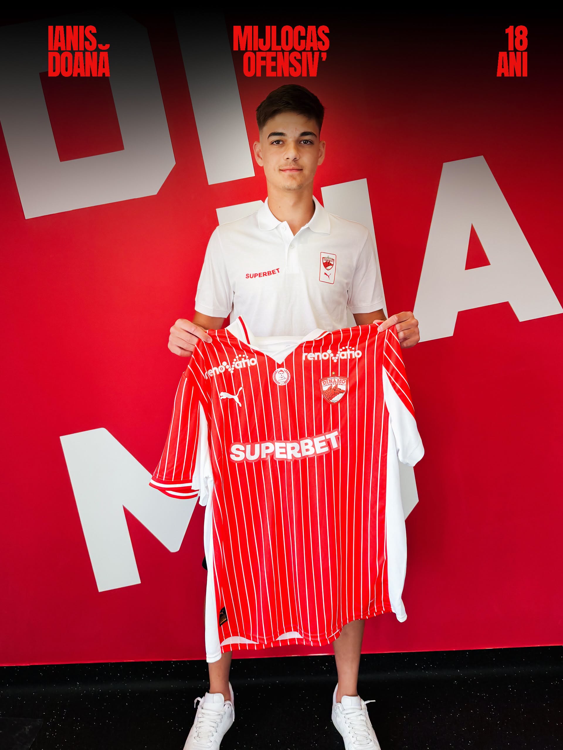 Fotografia cu care Ianis Doană a fost anunțat oficial de Dinamo, la mijlocul lunii iunie.